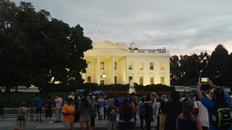 Shull estimates that, at any given time, half the people outside the White House now are there for the gym.